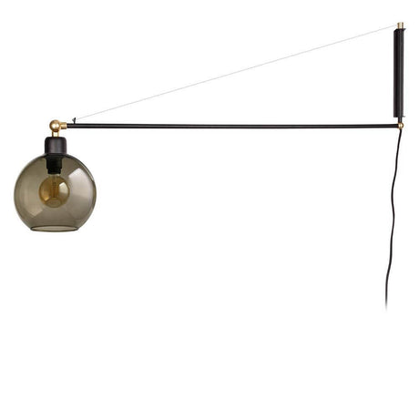 Wall light Crane for the socket Black with modern design and transparent lampshade.