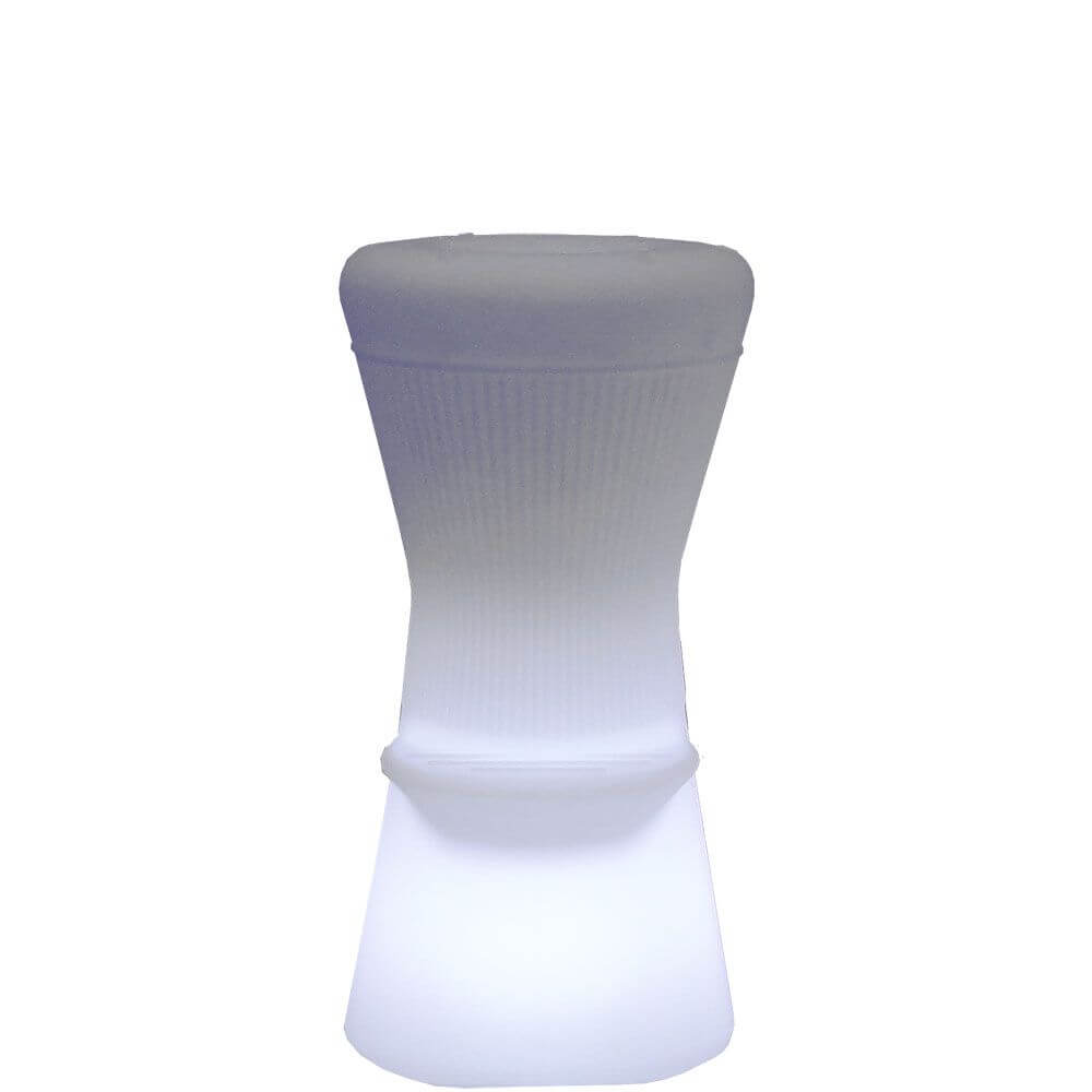 LED beleuchteter Barhocker Corfu mit Akku, ideal für Terrasse und Garten, robustes und stylisches Design.