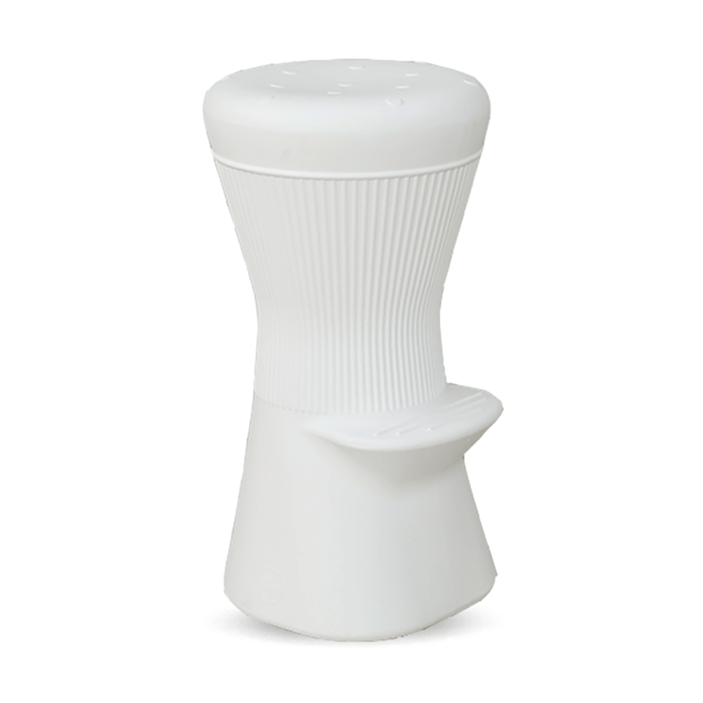 LED beleuchteter Barhocker Corfu in Weiß, ideal für Terrasse oder Garten, robust und leicht, mit Akku und Fernbedienung.