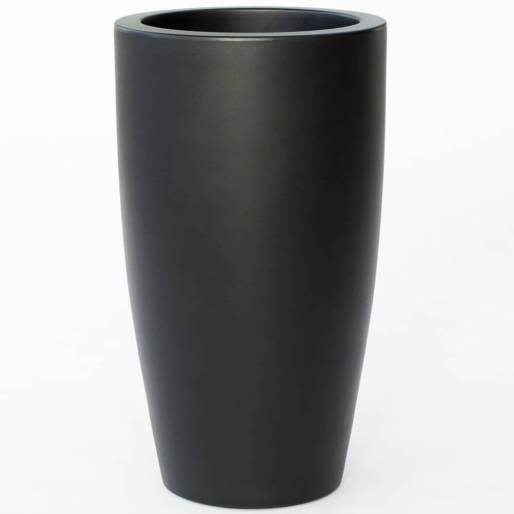 LED beleuchteter Dekotopf Bambu Mini mit Akku und Fernbedienung in modernem Schwarz.