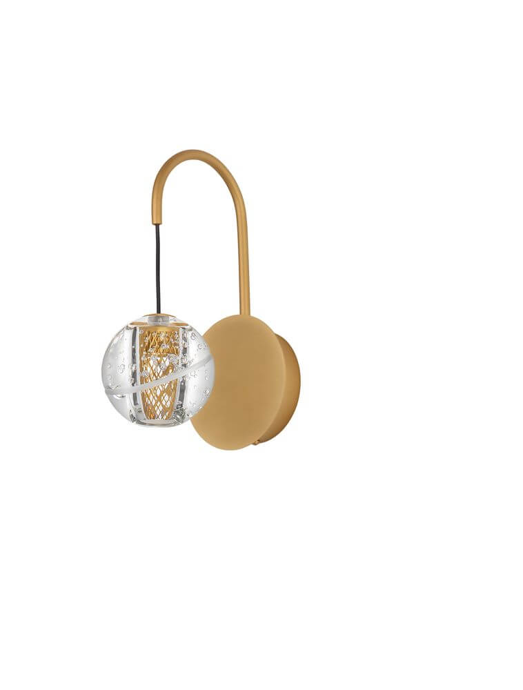 Licio LED Wandleuchte 3000K Gold im Glamour-Stil mit Metall und Glas, elegant fürs Schlafzimmer.