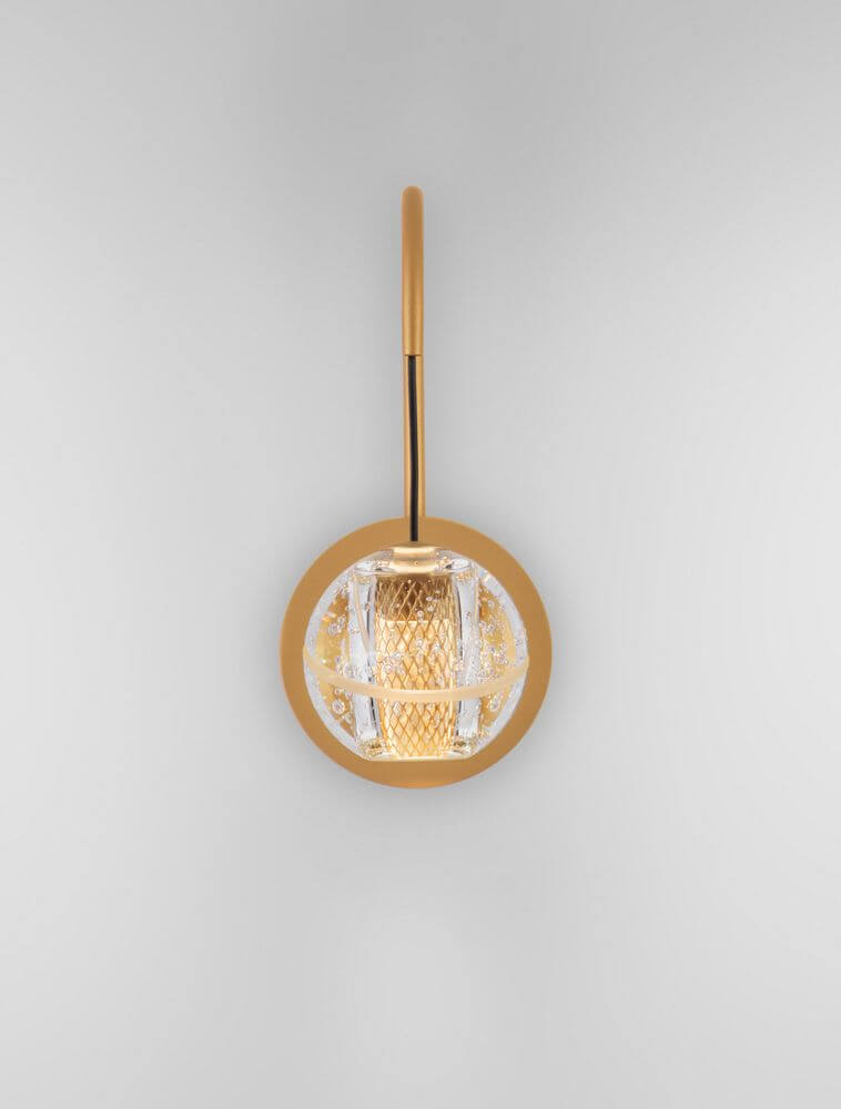 Licio LED Wandleuchte 3000K Gold - elegante Wandleuchte im Glamour-Stil mit Metall und Glas.