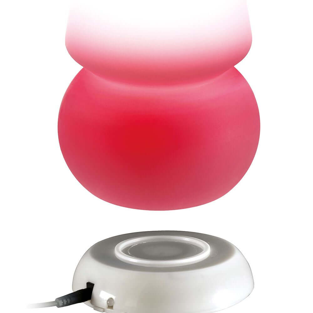 Kabellose Baby Marge LED-Akkuleuchte in lebhaften Rot- und Weißtönen, ideal für Sicherheit und Heiterkeit.