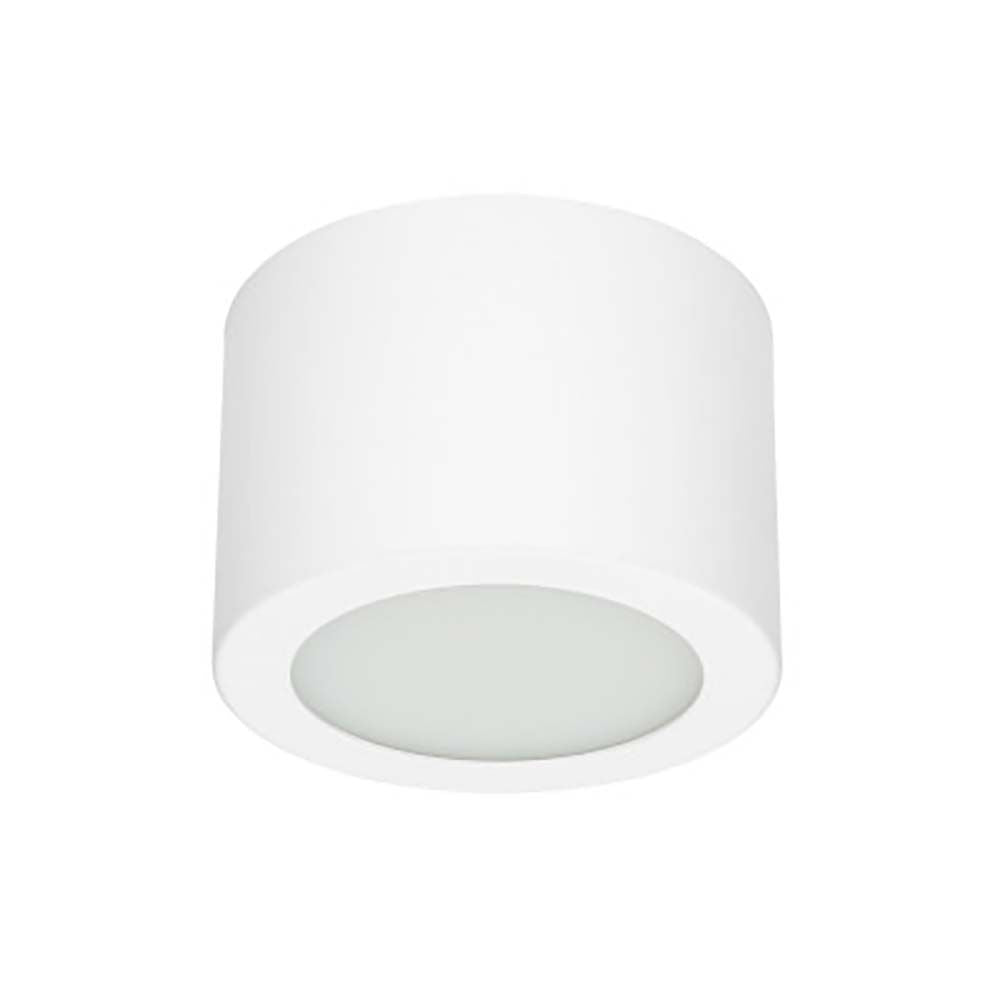Box SR LED-Deckenleuchte Small in modernem Design mit sandgestrahltem Diffusor und verchromtem Metall.