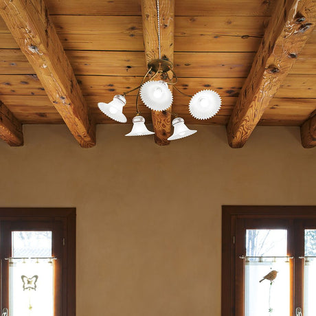 Mami S ceiling light with simple lampshades in a cozy room with wooden beams.