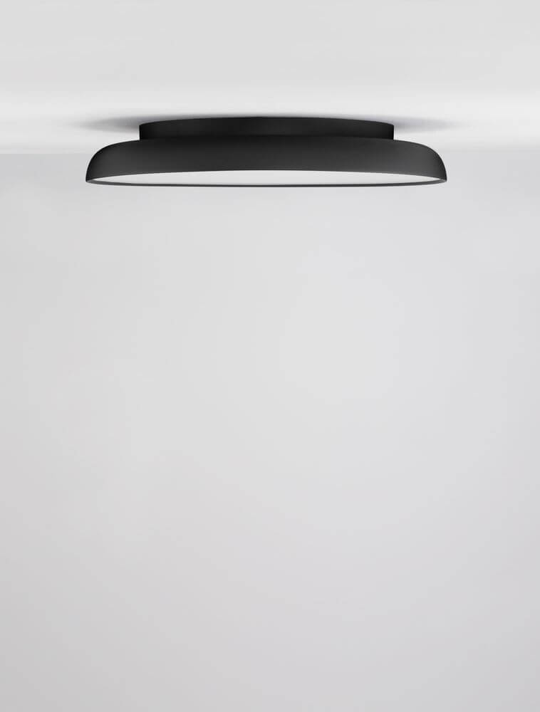 Linus LED Deckenleuchte Ø 60cm Triac 3000K in elegantem Schwarz für harmonische Raumatmosphäre.
