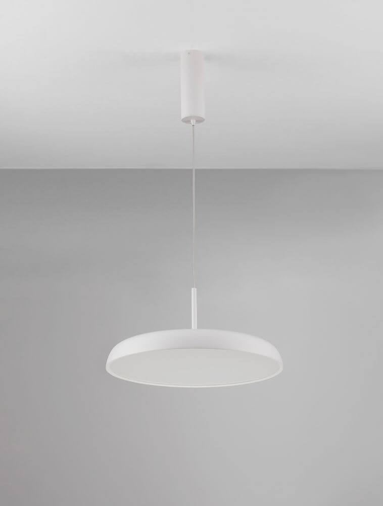 Linus LED Pendelleuchte Ø 45cm Triac 3000K in elegantem Design mit schmalem, weißem Schirm