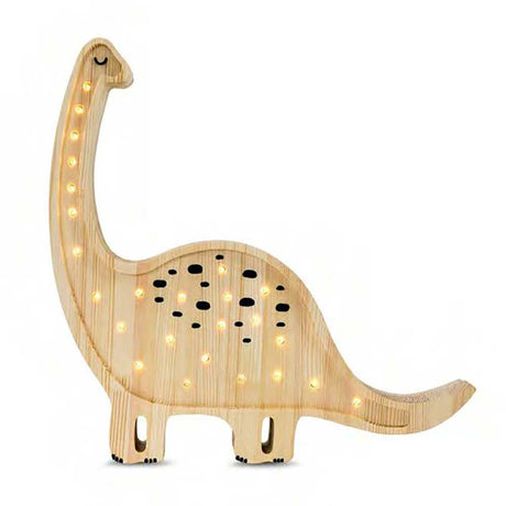Kinder Wand- & Tischleuchte Dino Diplodocus aus Holz mit warmen Lichtern für das Kinderzimmer.