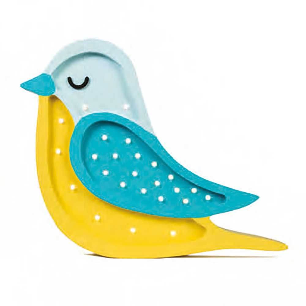 Bunte Holzlampe in Form eines Vogels mit Dimmer und Timer für Kinderzimmer. Schlaflicht mit Fernbedienung.