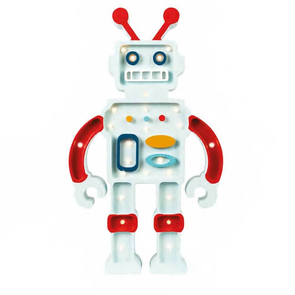 Kinder Wand- & Tischleuchte Roboter aus Holz mit Dimmer und Timerfunktion.