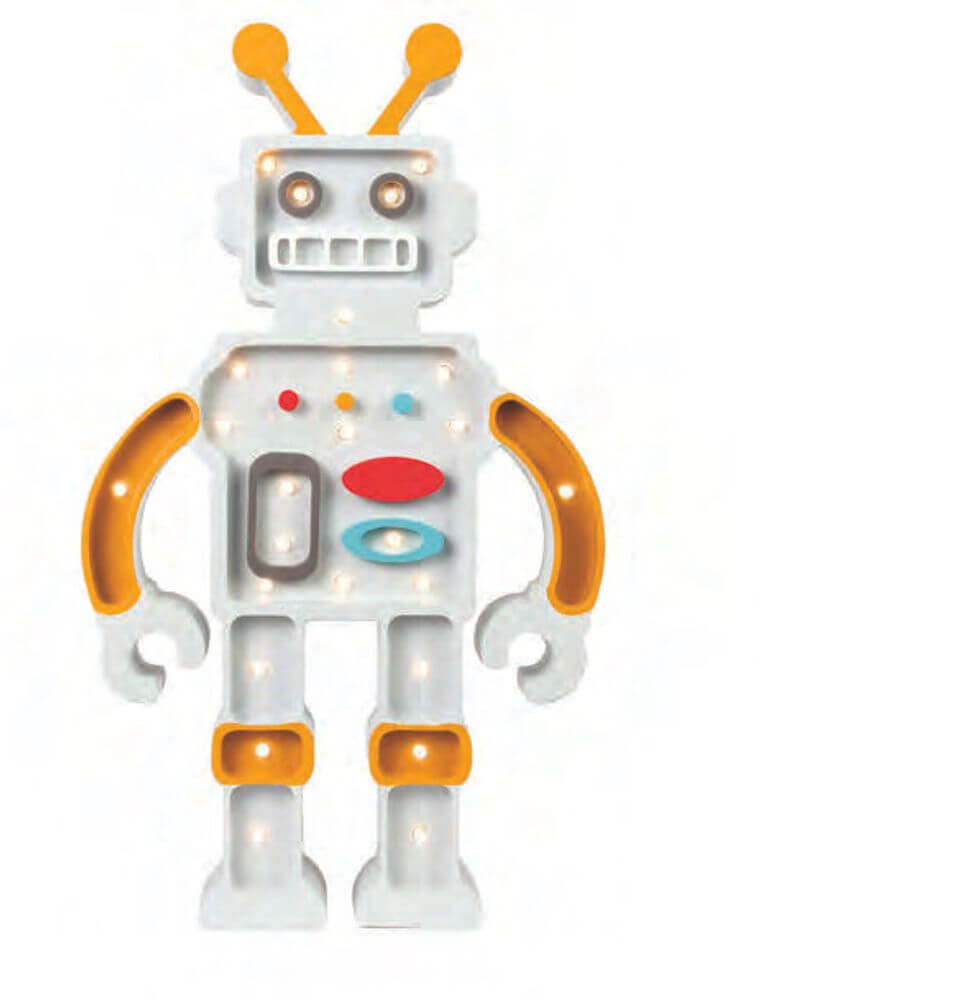 Kinder Wand- & Tischleuchte Roboter mit Dimmer und Fernbedienung, ideales Nachtlicht für Kinderzimmer.