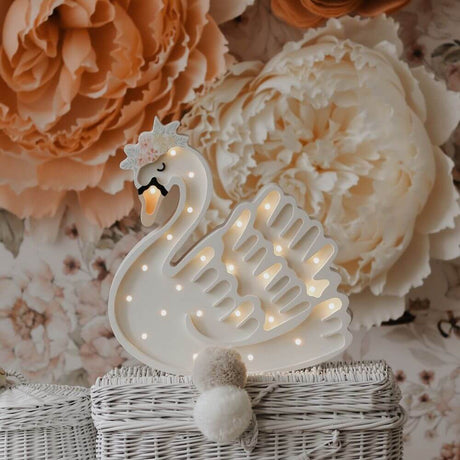 Applique murale et lampe de table pour enfants Cygne en forme de cygne décoratif avec variateur et télécommande.