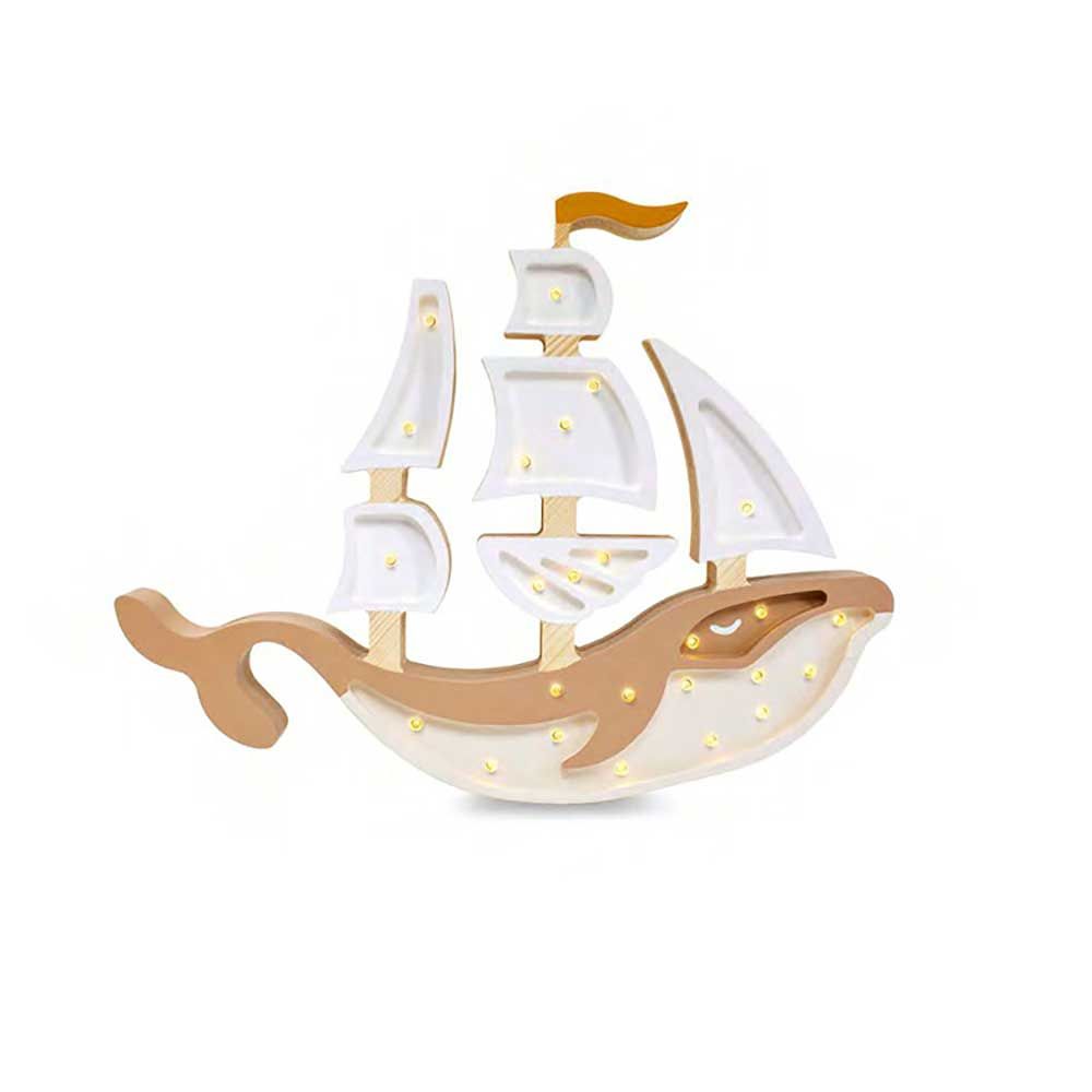 Wand- und Tischleuchte in Wal-Schiff-Design von Little Lights, dimmbar mit Fernbedienung.