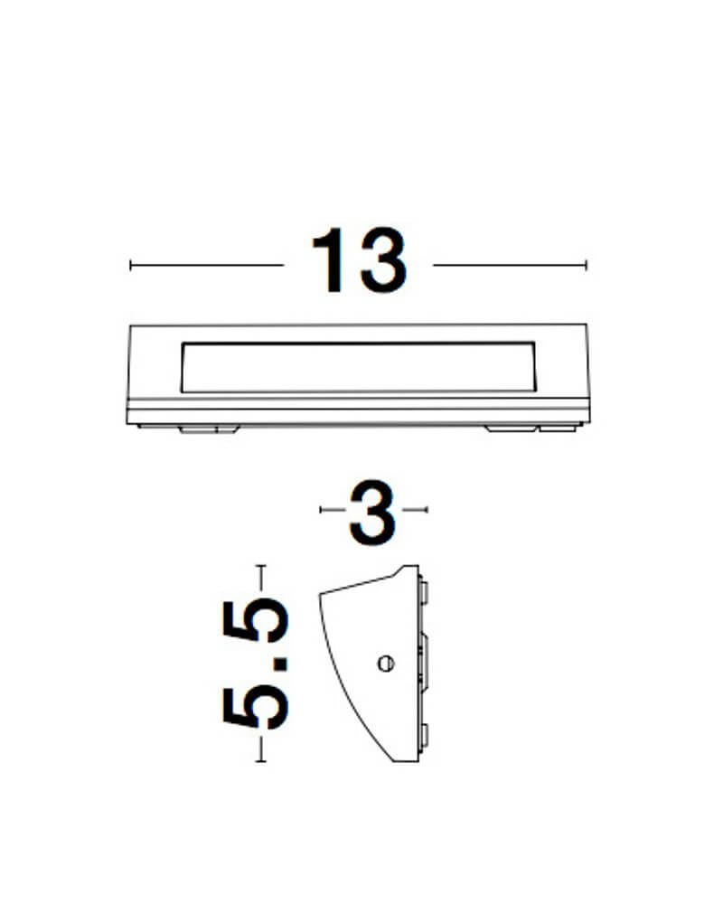 Liv LED Außenwandleuchte 3000K IP54 technische Zeichnung mit Maßen 13x5.5x3 cm