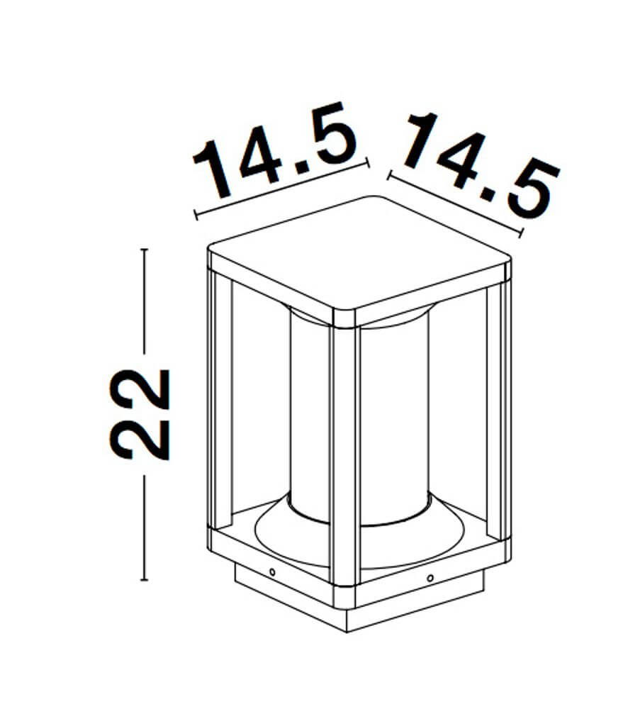 Loeve Außensockelleuchte Anthrazit IP65 – Abmessungen 14,5x14,5x22 cm, quadratische Außenleuchte mit klarem Schirm