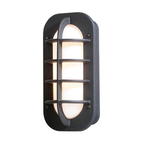 Loke Utomhus-vägglampa Svart, opaliserad akrylglas monterad på en vägg, modern design, varmt ljus.
