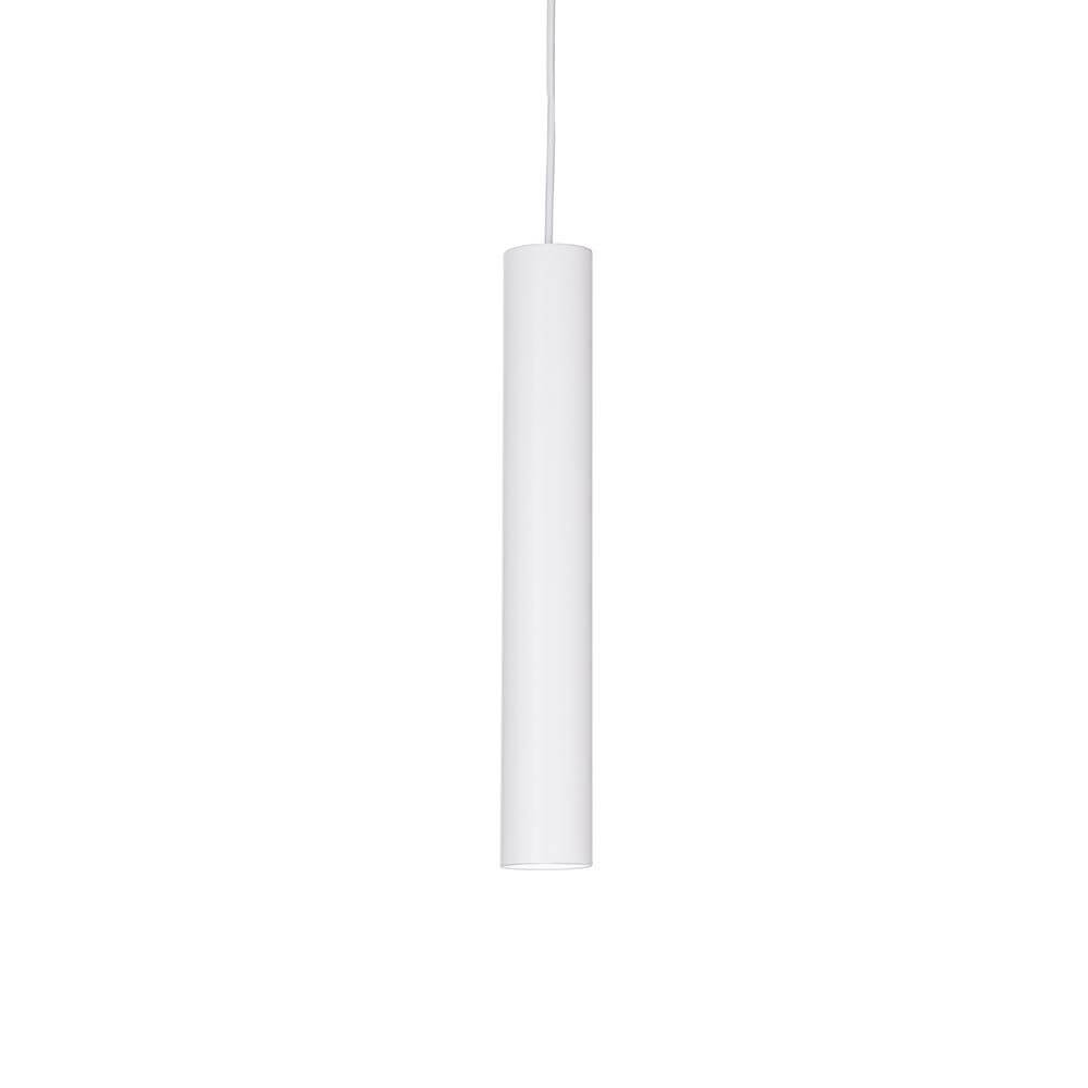 Look Pendelleuchte Zylinder Ø 6cm Weiß in schlanker, minimalistischer Form mit weißer Oberfläche.