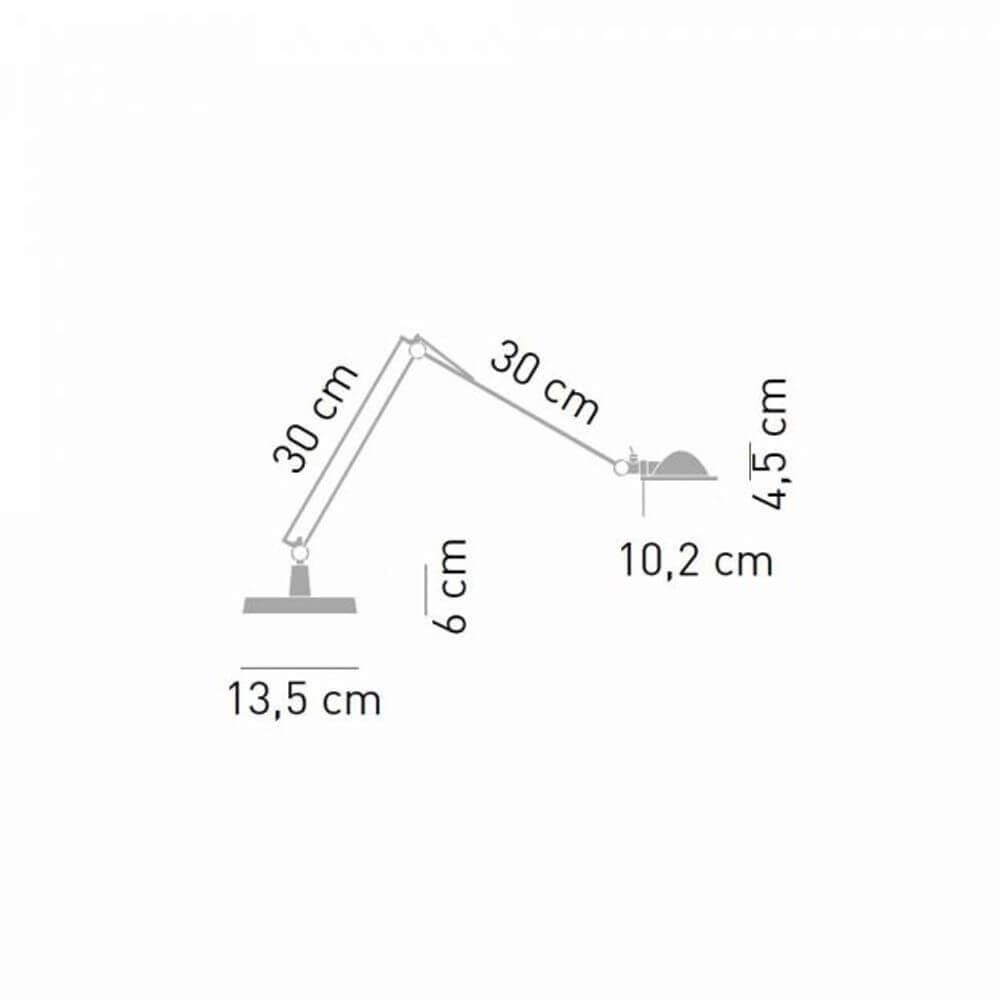 Maßzeichnung der Luceplan Berenice Piccolo Tischlampe mit Dimensionen in cm.