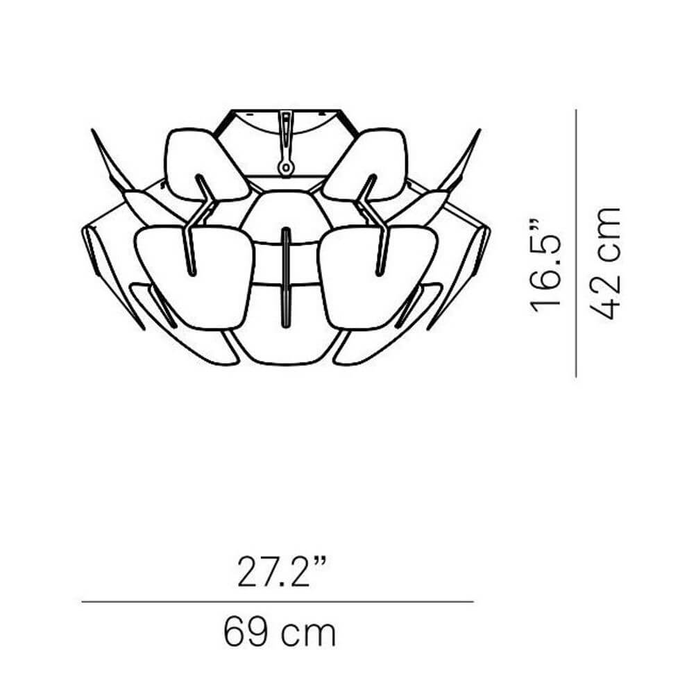 Luceplan Deckenleuchte Hope Ø 69cm transparent Maßzeichnung von oben mit Dimensionen.