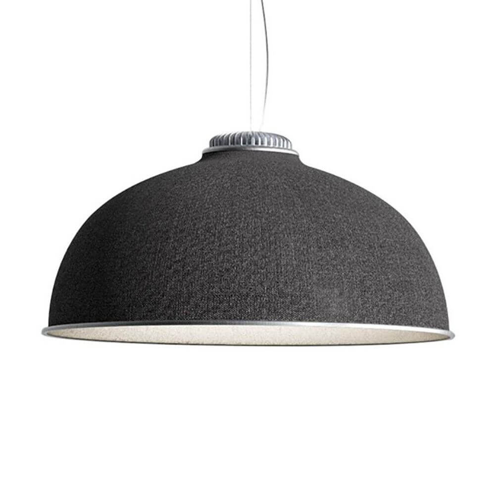 Luceplan Farel LED Hängeleuchte Aufhängung 23W 2700K in eleganter, schwarzer Kuppel-Design mit schallabsorbierendem Material.