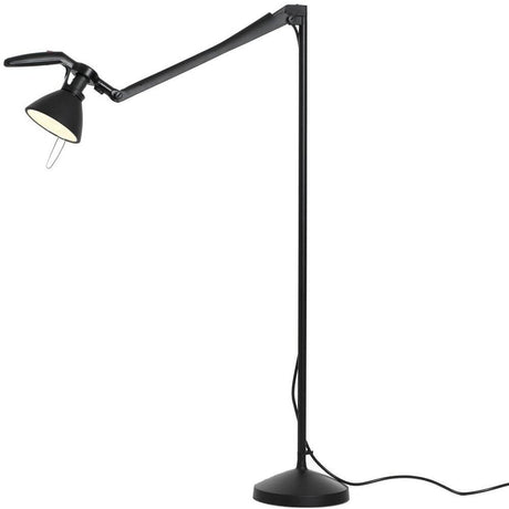 Luceplan Fortebraccio Stehlampe 92cm (Körper) mit flexiblem Gelenk und schwarzem Design.