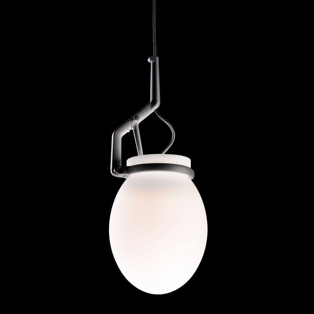 Luceplan Glassglass Hängelampe Large mit eleganter, handgearbeiteter Glasstruktur und Aluminiumhalterung.