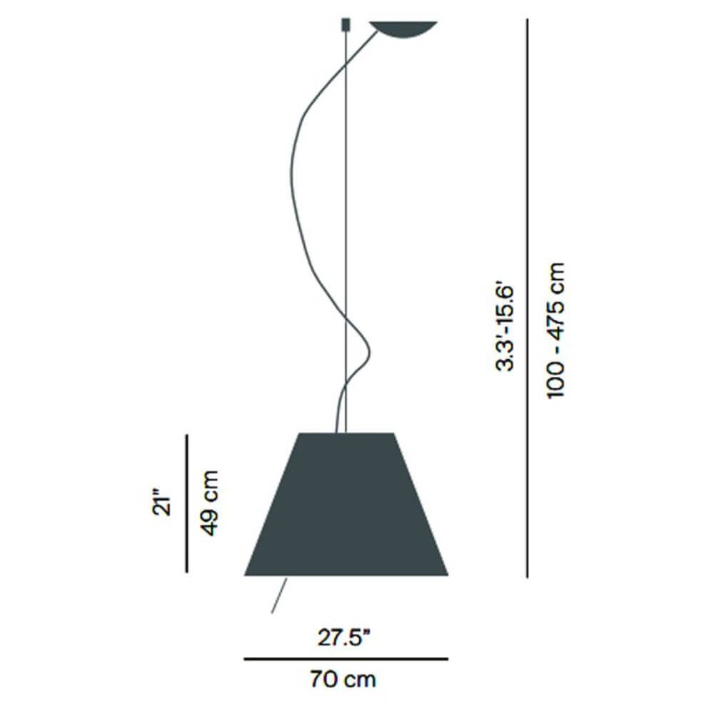 Luceplan Hängeleuchte Grande Costanza Ø 70cm, Maße 70 cm Breite, 49 cm Höhe, modern und elegant.