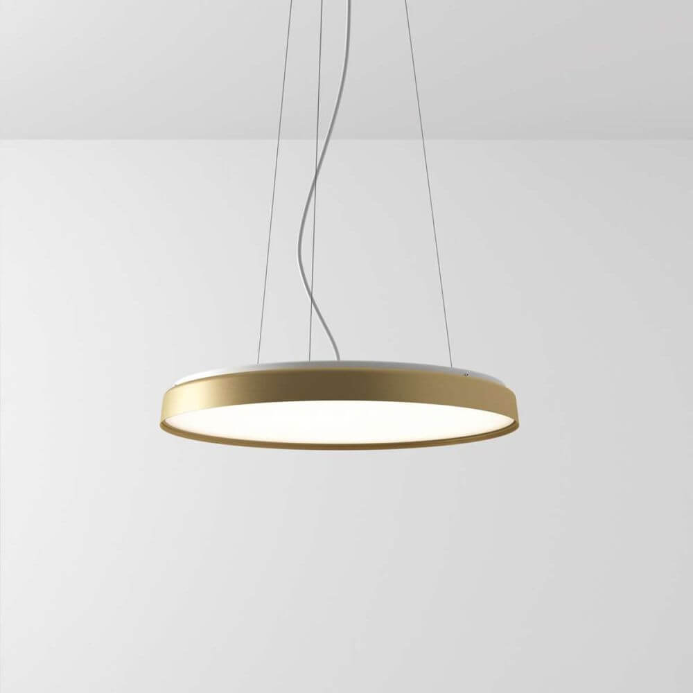 Luceplan LED Hängelampe Compendium Plate Ø 56cm mit elegantem, schlankem Design und eloxiertem Aluminiumrahmen.