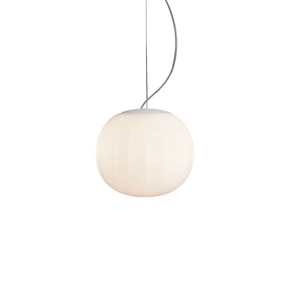 Luceplan LED-taklampe Lita Ø 14 cm glass, rund pendellampe i munnblåst opalglass med elegant struktur.