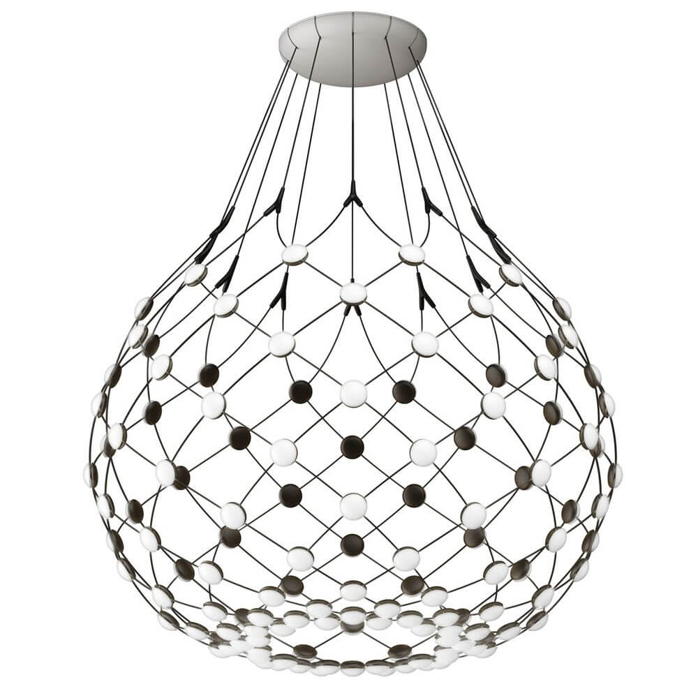 Luceplan LED Hängelampe Mesh Ø 80cm, max. 300cm mit flexiblem Drahtgitter und LED-Lichtquellen.