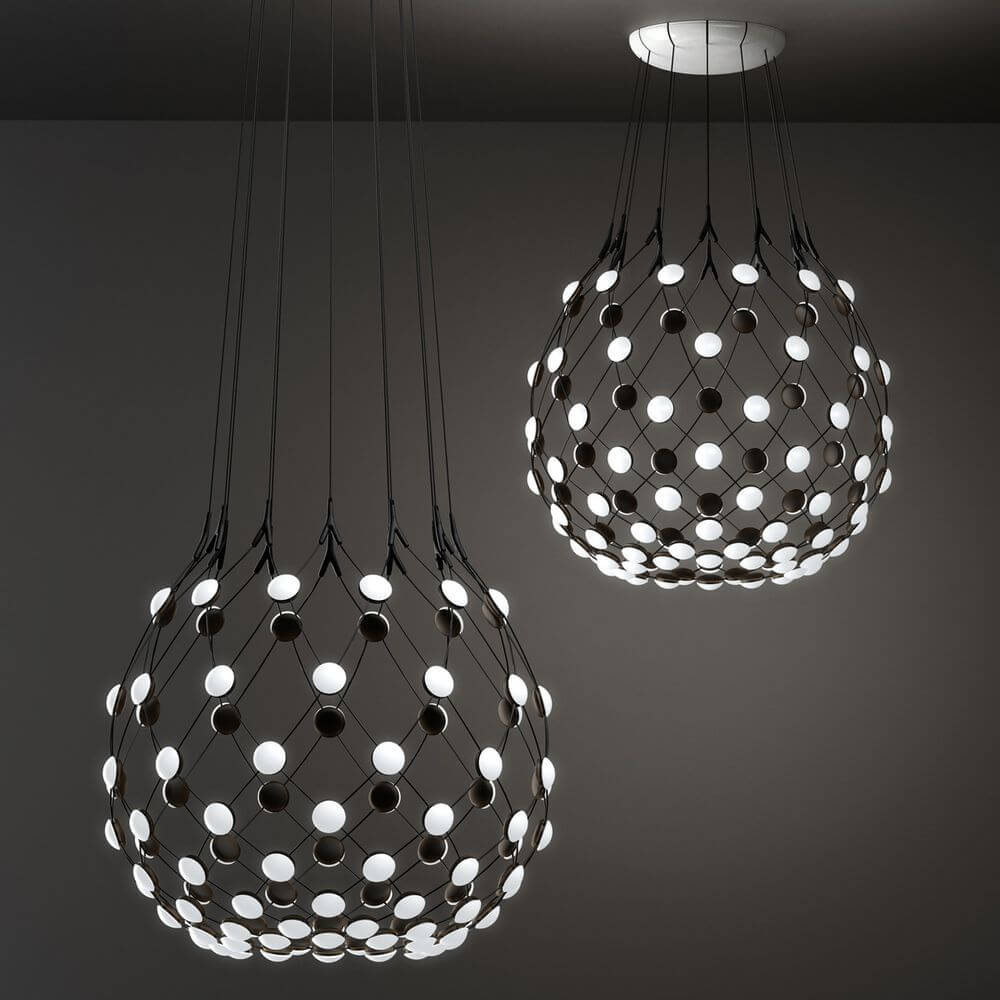 Luceplan LED Hängelampe Mesh Ø 80cm, max. 300cm in elegantem Drahtgitter-Design.