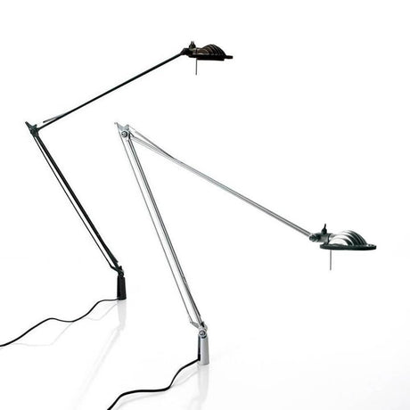 Luceplan LED Schreibtischleuchte Berenice mit Befestigung in Schwarz und Chrom, moderne Designleuchte.