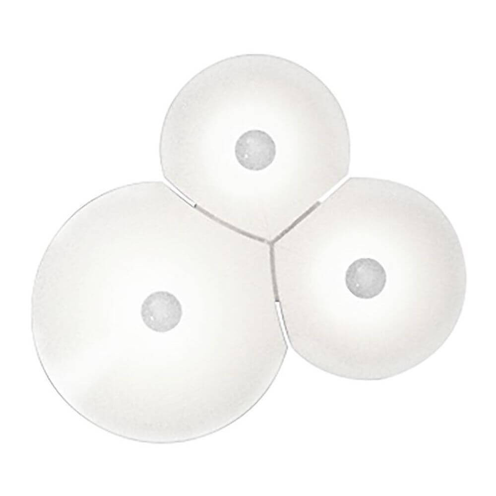 Luceplan LED Wandleuchte Bulbullia 37x31cm in leichter, natürlicher Ästhetik mit drei kreisförmigen Elementen.