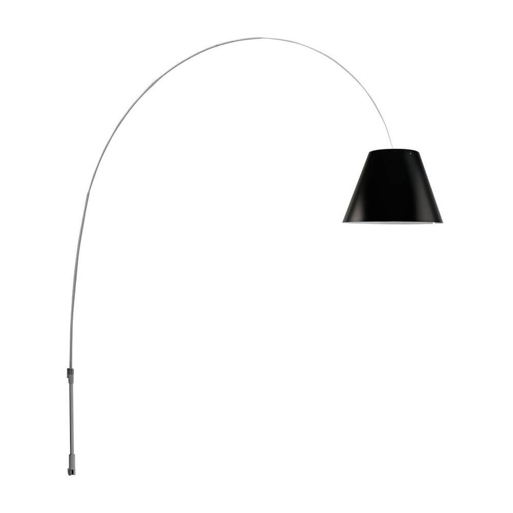 Luceplan Lady Costanza Wandleuchte 215-248cm Alu mit flexiblem Schaft und schwarzem Schirm.