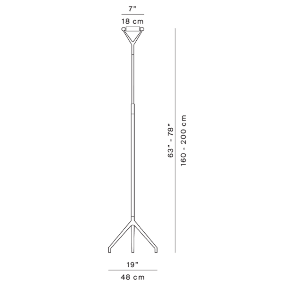 Luceplan Stehleuchte Lola 200cm mit graziler Form und verstellbarer Höhe, Designer Paolo Rizzatto und Alberto Meda.