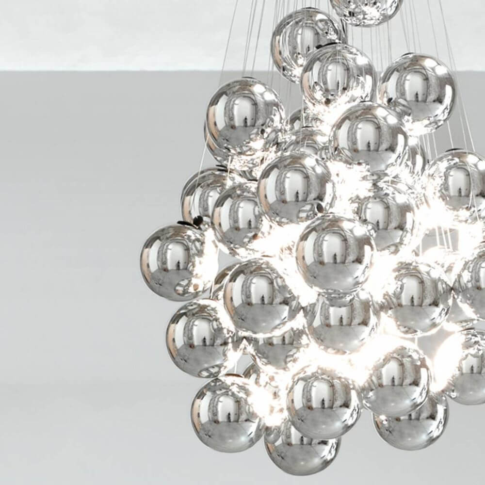 Luceplan Stochastic 72 Kugeln & Stangen (ohne Structur) mit Glaskugeln und hocheffizienten LEDs.