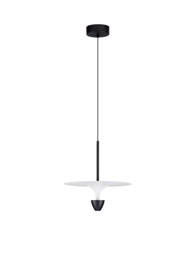 Luet LED Pendelleuchte 3000K Schwarz, Weiß mit elegantem Aluminium-Lampenschirm in Schwarz und Weiß.
