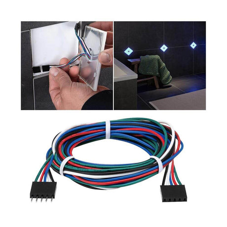 LumiTiles Kabel Square RGBW 1,3m Schwarz für die Montage von LED Fliesen und effektvolles Lichtdesign.