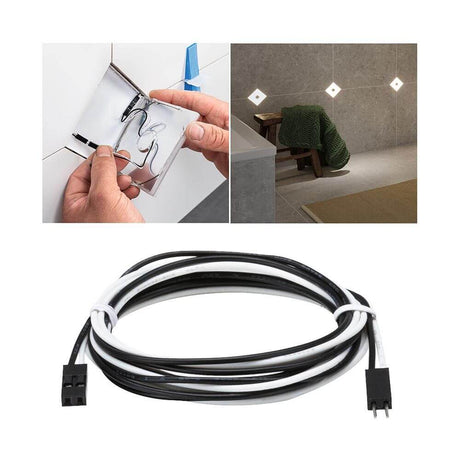 LumiTiles Kabel Square Warmweiß 1,3m Schwarz für die Montage von LumiTiles LED Fliesen.