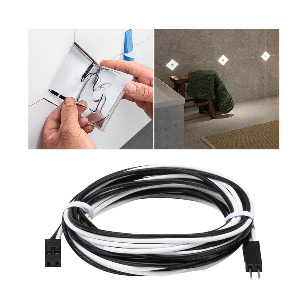 LumiTiles Kabel Square Warmweiß 1,9m Schwarz, Verbindungskabel für LumiTiles LED Fliesen mit einfacher Montage.