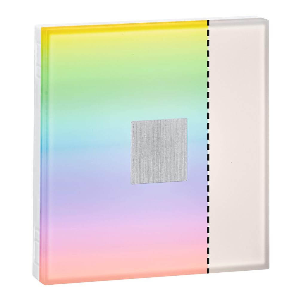 LumiTiles LED Fliesen Square in bunten RGBW-Farben mit Metalloberfläche, ideal für innovative Lichtakzente.