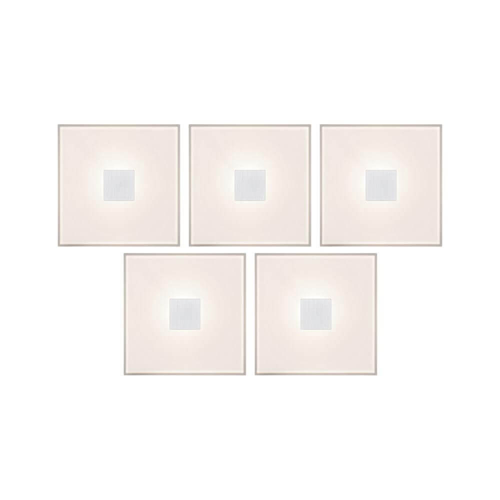 LumiTiles LED Fliesen Square 5er-Set in Weiß mit warmweißer Beleuchtung und minimalistischer Optik.