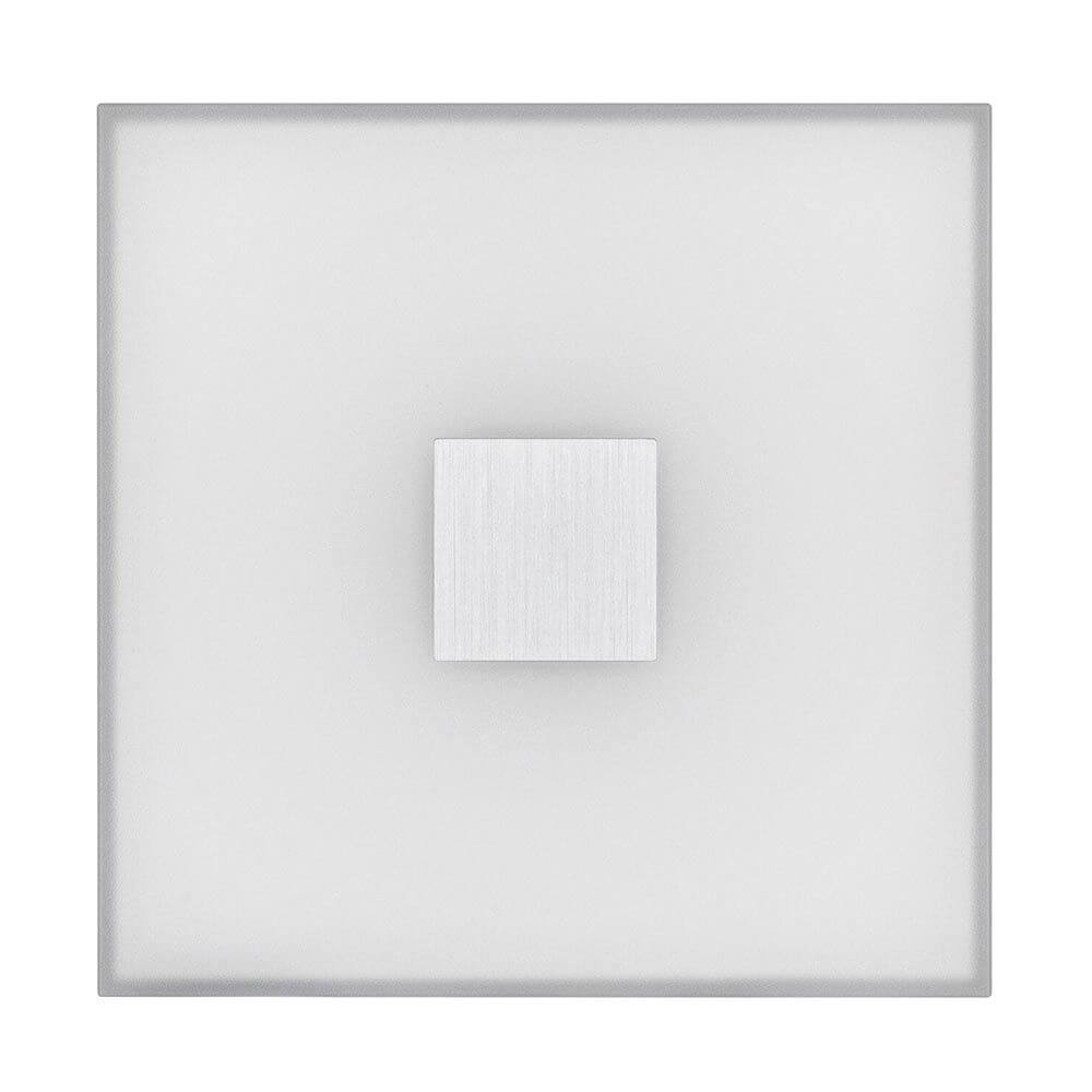 LumiTiles LED Fliesen Square Einzelfliese Dimmbar Metall Weiß im Quadrat-Design mit zentralem Lichtmodul.