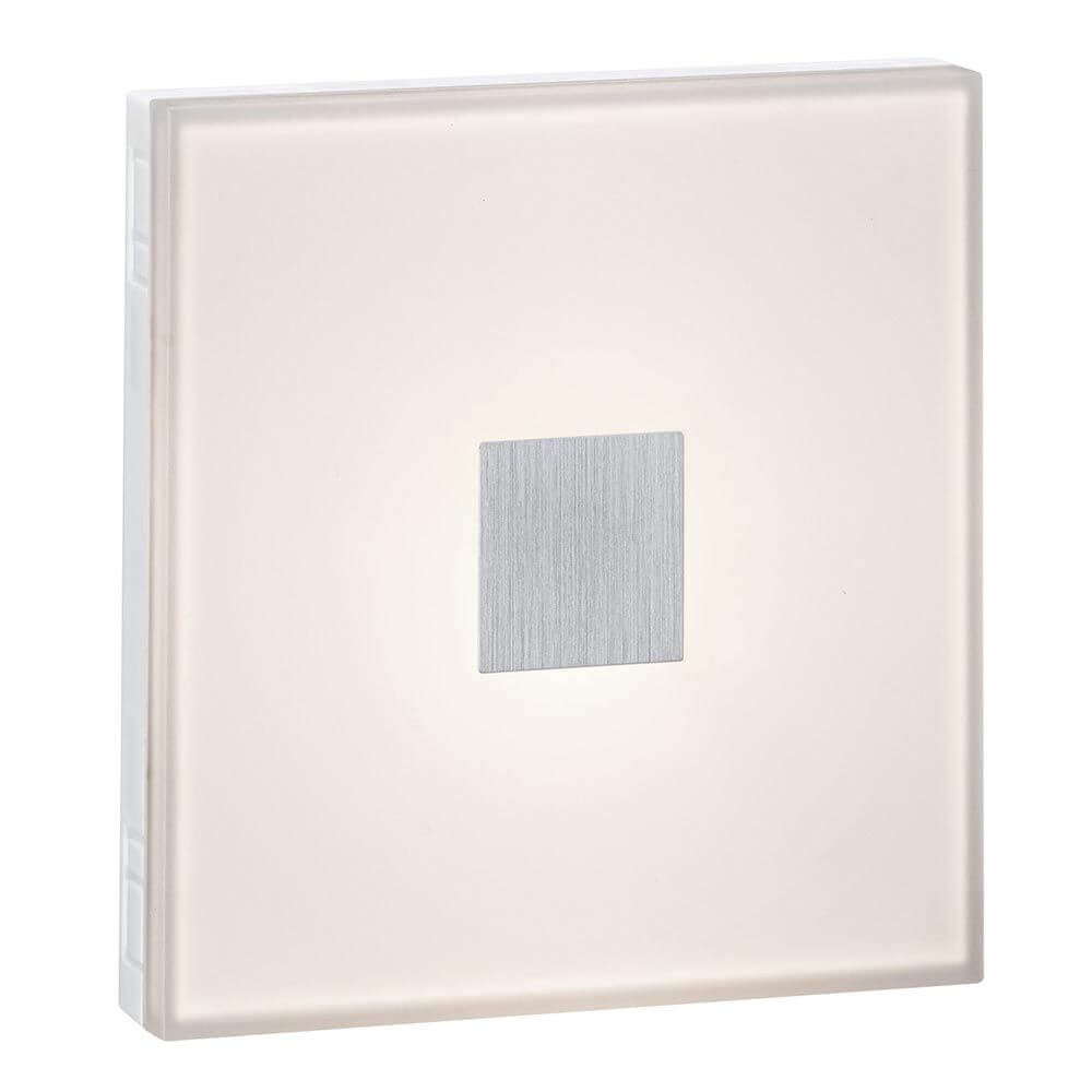 LumiTiles LED Fliese Square in Weiß, 100x100mm, mit RGBW-Beleuchtung und Metallakzent, ideal zur Erweiterung von Set.