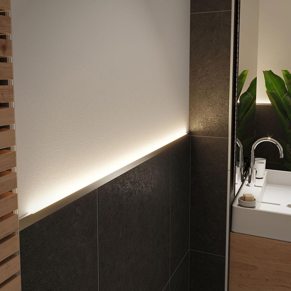 LumiTiles LED Strip 2m Aufbauprofil Top Alu-Eloxiert, Satin