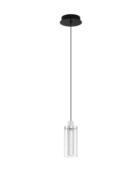 Lune LED pendant light Ø 12 cm 3000K black, chrome in glamour style, elegant hanging light made of steel and glass.