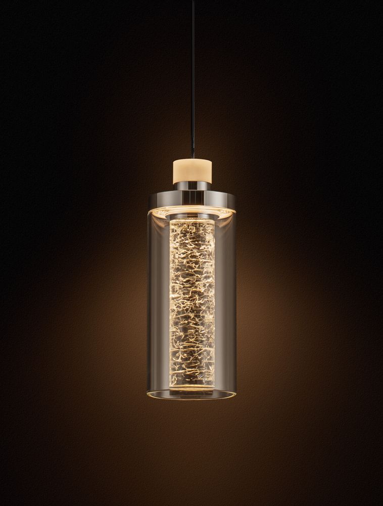 Lune LED Pendelleuchte Ø 12cm 3000K Schwarz, Chrom - elegante und moderne Pendelleuchte im Glamour-Stil.