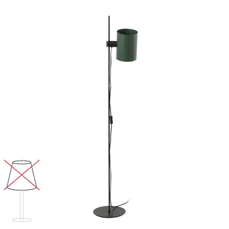 Lupe Stehlampe 150cm Schwarz ohne Schirm mit grünem Lampenschirmhalter und schwarzem Fuß.