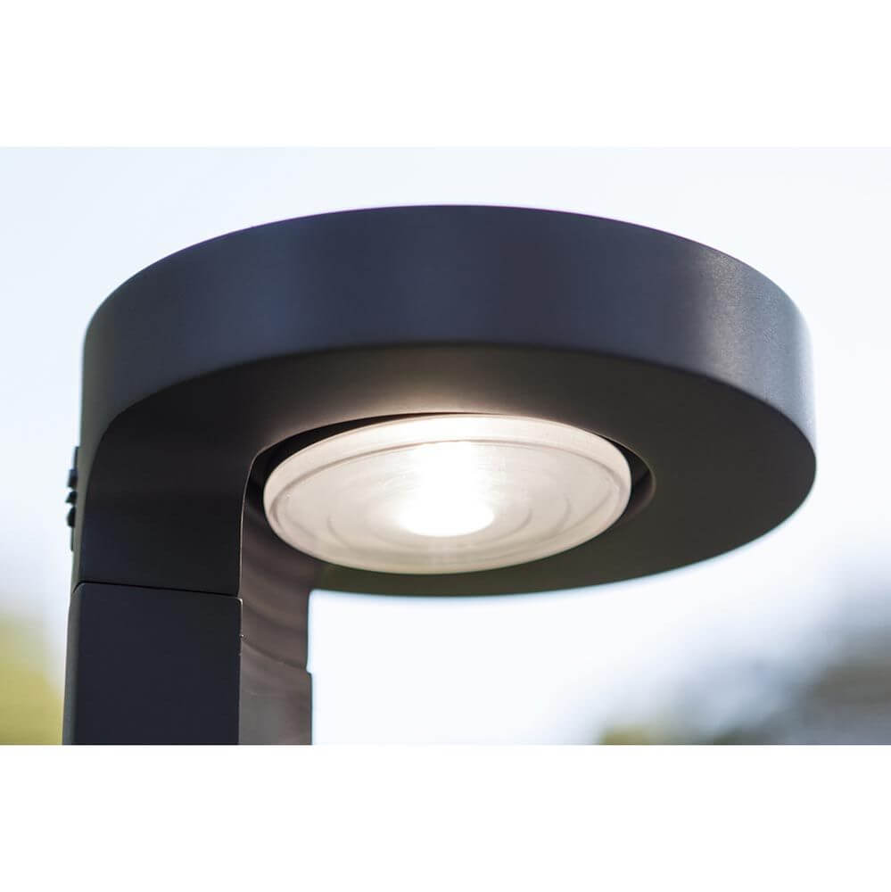 LED Solar-Pollerleuchte Diso IP44 Anthrazit mit integrierter Beleuchtung und modernem Design.