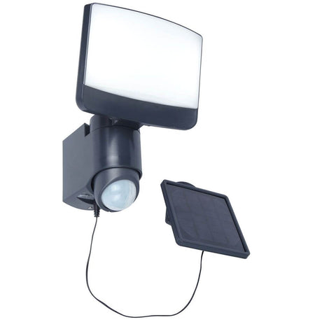 Lutec Sunshine LED-applique murale d’extérieur IP44 500 lm noir avec détecteur de mouvement PIR et module solaire.